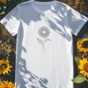 Sunflower Shirt, "The Continuous Sunflower" unisex Shirt, Beautiful and Minimalistic Sunflower Aesthetic Shirt
