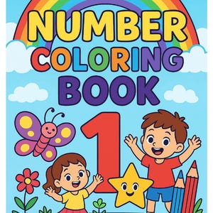 Kids coloring book, Coloring-by-number, toddlers colors book, coloring book colorful, digitally-downloads