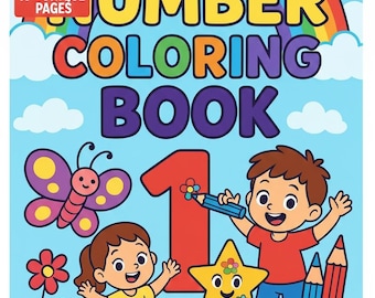 Number Coloring Book, 10+ Unique Pages, Instant Download, Printable Activity Book