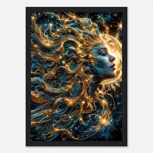Galaktische Frau – Kunstdruck, Poster, Leinwand | Verträumtes Design | 30×45 cm Kosmische Frau – Magisch, Verträumt.Kunstdruck.Poster.