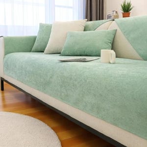 Furniture Makeover Washable Couch Slipcover Non Slip Sofa Protector, Soft Couch Cover Stretch Fit, Easy Clean Living Room Staging Decor