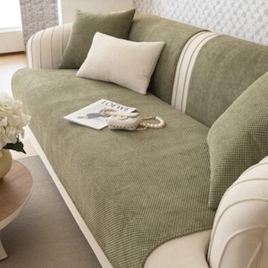 Washable Non Slip Sofa Protector Couch Slipcover 3 Seater, Soft Couch Cover Easy Clean, Home Staging Decor Furniture Makeover