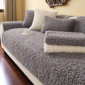 Classic Color Elastic Sofa Cover – Soft Non-Slip Cushion Protector, 2 & 3 Seater Sofa Topper and Breathable Throw Blanket