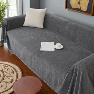 Premium 3-Seater Linen Blanket Couch Cover – Cozy, Stretchy & Modern Slipcover for Sofa and Living Room