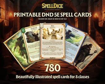 780 cartas de hechizos de Dungeons and Dragons DnD SRD 5.1 D&D