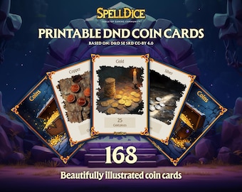 Tarjetas de monedas imprimibles de DnD Dungeons and Dragons SRD 5.1