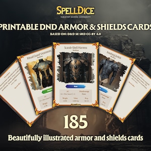 Carte armatura stampabili D&D | Abbinamento perfetto per le tue carte magia | Illustrazioni uniche | Dungeons and Dragons | Formato carta da poker | Inglese | D&D
