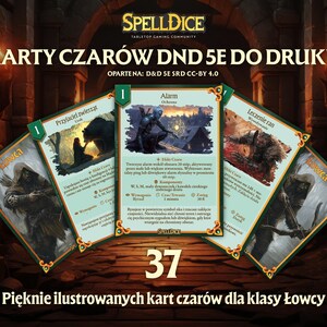 ¡VERSIÓN POLACA! ¡37 cartas de hechizos únicas de Rangers bellamente ilustradas digitalmente! Reloj DnD Srd DnD 5e