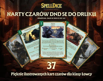 ¡VERSIÓN POLACA! ¡37 cartas de hechizos únicas de Rangers bellamente ilustradas digitalmente! Reloj DnD Srd DnD 5e
