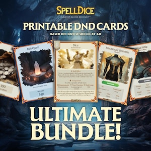 Pacote Ultimate DnD: 780 cartas de magia, armas, armaduras, moedas e pedras preciosas | Ilustrado | DnD SRD 5.1 | RPG de mesa e RPG | Dungeon and Dragons!