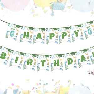 Editable Dinosaur Birthday Banner, Pastel Dino Garland Printable, Happy Birthday Bunting, Canva Template, Instant Download Party Decor