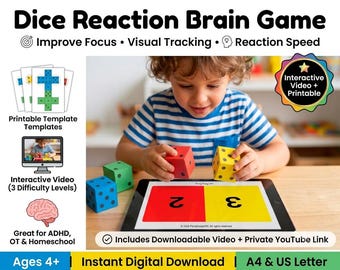 Attention Concentration Activities for Kids | Visual Tracking Coordination Game | Printable PDF