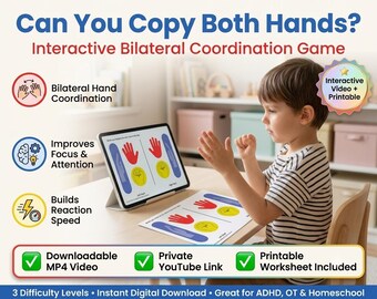 Brain Break Game for Kids | ADHD Focus Activity | Bilateral Coordination | Crossing the Midline | Digital Worksheet & Video