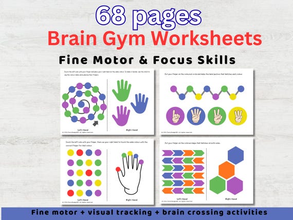 ADHD Fine Motor Worksheets Printable | 68 Brain Gym Activities | Focus & Coordination Kids