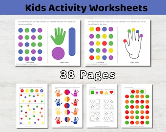 Kids Activity Workbook | 38 Printable Worksheets for Preschool, Kindergarten & Early Learning | Fun Skills Practice Pack