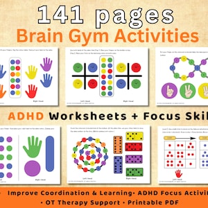 ADHD-arbetsblad för barn | Hjärngymnastikaktiviteter | Utskrivbara exekutiva funktioner och fokusfärdigheter