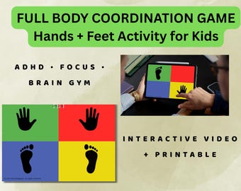 Kids Coordination Game: ADHD Focus Activity | Brain Gym Hands & Feet Printable | Interactive Video for Classroom Brain Break , Home Play