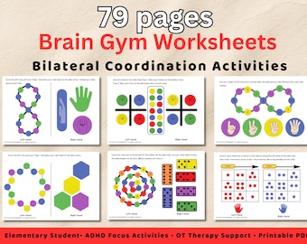 Executive Function Worksheets | ADHD Focus Activities for Kids | Bilateral Coordination | Occupational Therapy Printables | Brain Gym