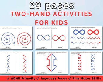 Left & Right Hand Practice Worksheets for Kids | Two-Hand Activities | Focus Skills Printable PDF