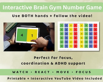 Interactive Two-Hand Number Game for Kids: ADHD Focus Activity | Bilateral Coordination Video & Worksheet | Brain Break | Digital Download