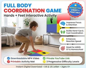 ADHD Focus Activity for Kids | Brain Break Game | Hands & Feet Coordination | Printable Movement Game | Classroom Home