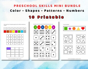 Preschool Fine Motor Worksheets | Visual Perception Activities | Color Matching, Shapes & Patterns | Printable PDF