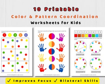 Bilateral Coordination Worksheets for Kids | Fine Motor & Focus Activities | ADHD , OT Printable PDF
