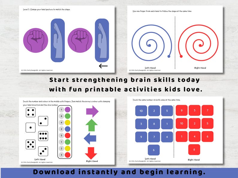 ADHD Fine Motor Worksheets Printable | 68 Brain Gym Activities | Focus & Coordination Kids image 9