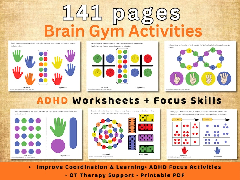 ADHD Worksheets for Kids | Brain Gym Activities | Executive Function Focus Skills Printable image 1