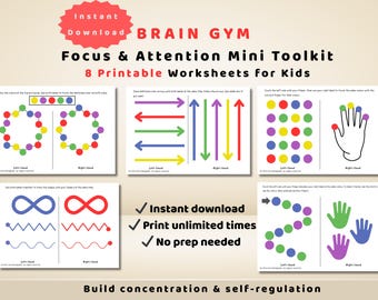 Brain Gym Focus & Attention Worksheets | ADHD Printable Activities