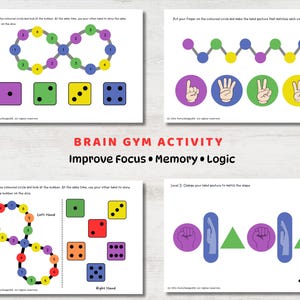 ADHD Fine Motor Worksheets Printable | 68 Brain Gym Activities | Focus & Coordination Kids image 10