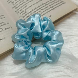 Baby Blue Satin Scrunchie