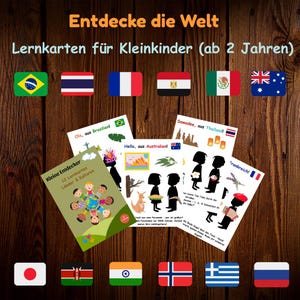Wereldreis voor kinderen - 12 landen leerkaarten (vanaf 2 jaar) | Direct downloaden | Met spelideeën