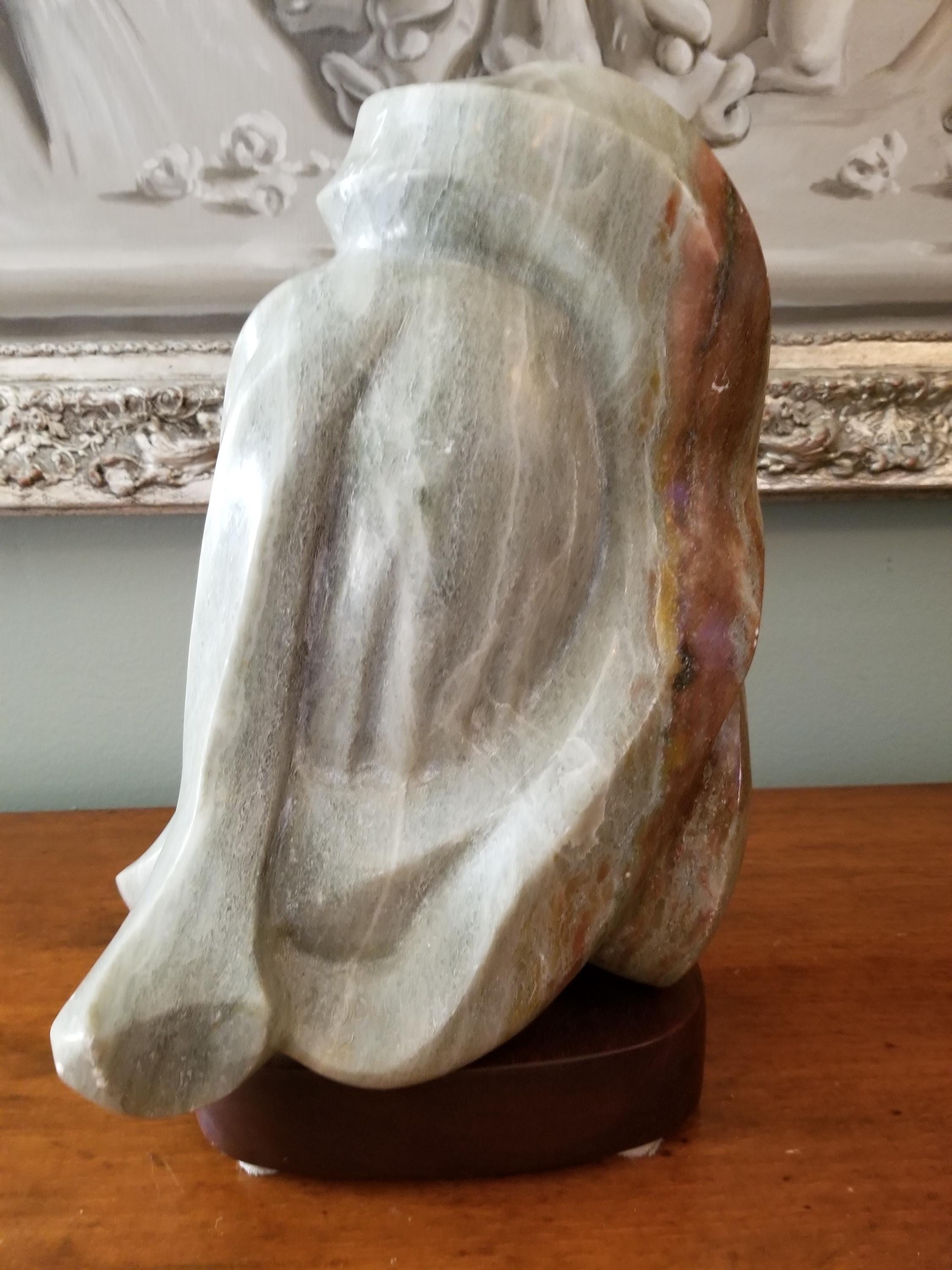 超レア！ネイティブアメリカン インディアン大理石オブジェ絵USA