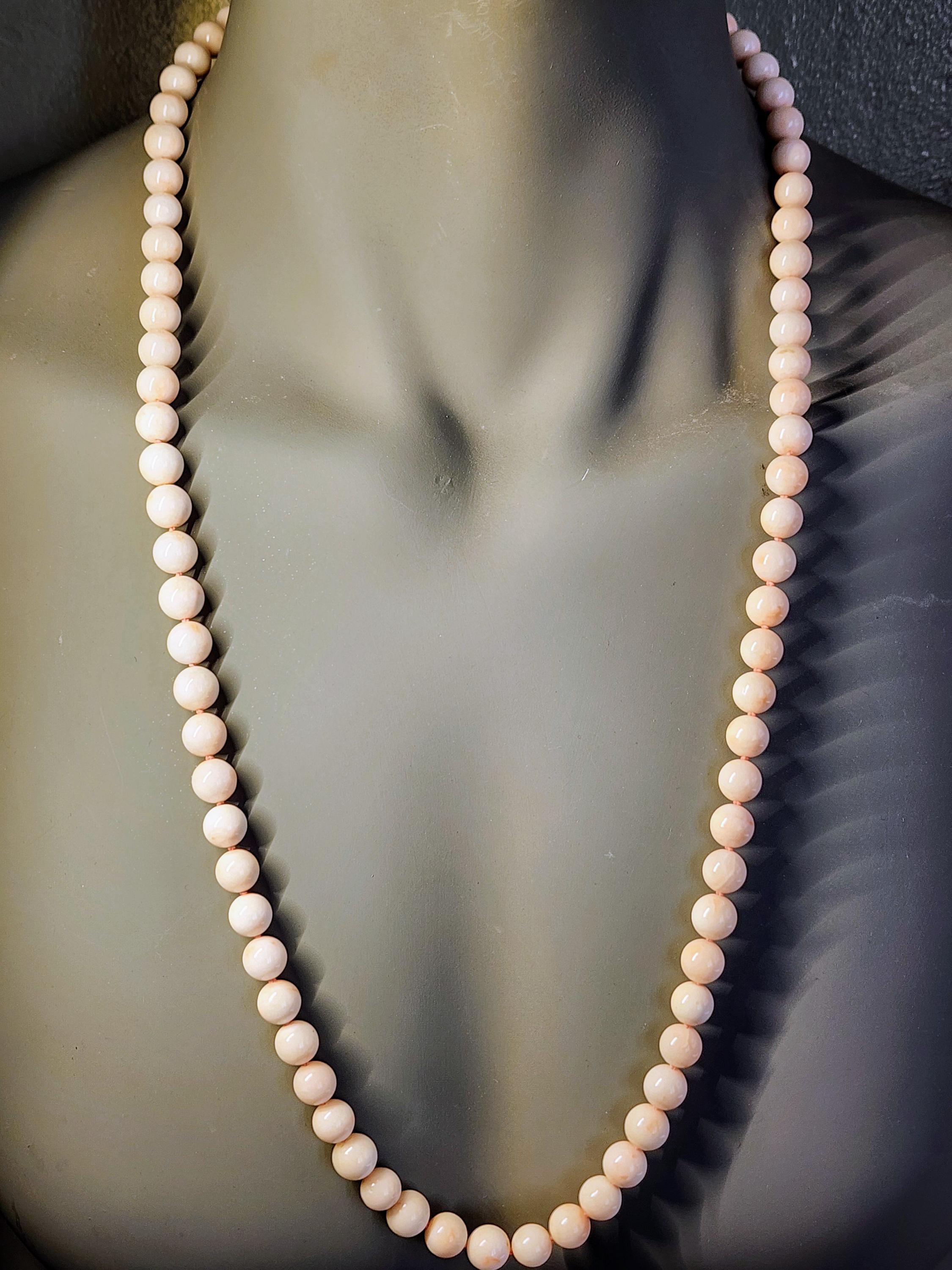 Angel skin coral necklace - Etsy 日本