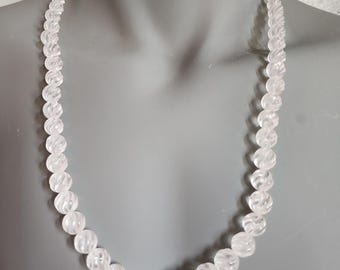 Exquisite Natural carved clear  Goshenite Bead Necklace 550 Carats.