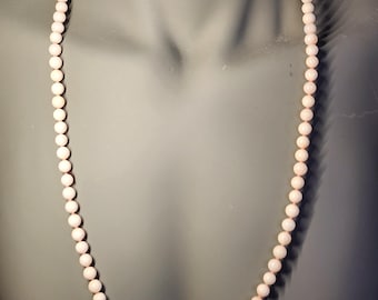 Ravishing Vintage Genuine Natural 342.55 Carat  Angel Skin Coral Bead  Necklace. 35" circumference.