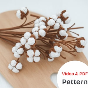 Crochet Cotton Flower Pattern Video Tutorial & PDF, Crochet Flower Bouquet Pattern Video, Crochet Flower Pattern, Easy Cotton Flower Crochet