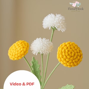 Löwenzahn Häkelanleitung Video Anleitung & PDF, Blumenstrauß Häkelanleitung Video , Häkelblumenstrauß-Muster, Hochzeitsblume, Gänseblümchen