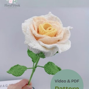 かぎ針編みのバラのパターンのビデオチュートリアルとPDF、かぎ針編みのタイのバラのブーケのパターンのビデオ、簡単にフォロー、大きなバラ、大きなバラ、編むタイのバラ