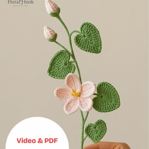 Videotutorial y PDF del patrón de flor de crochet, videotutorial del patrón del ramo de flores de tung con aceite de crochet, patrón del ramo de crochet, flor de crochet, margarita