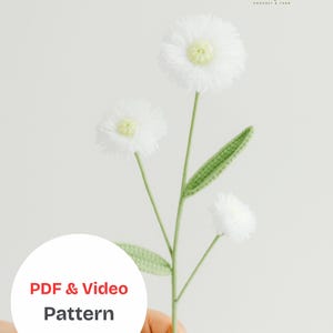 Crochet Fleabane Pattern Video Tutorial & PDF, Crochet Flower Bouquet Pattern Video, Crochet Flower Bouquet Pattern, Knit Crochet Dandelion