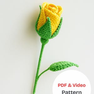 Crochet Rose Pattern Video Tutorial & PDF, Crochet Flower Bouquet Pattern Video , Crochet Flower Pattern Wedding Flower, Crochet Closed Rose