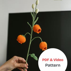 Crochet Flower Pattern Video Tutorial & PDF, Crochet Flower Bouquet Pattern Video, Crochet Flower Pattern, Wedding Knit Lantern Flower