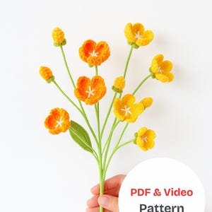 Crochet Androsace Pattern Video Tutorial & PDF, Crochet Flower Bouquet Pattern Video,Crochet Flower Pattern,Androsace Flower,Crochet Pattern