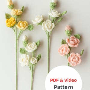 Crochet Rose Pattern Video Tutorial & PDF, Crochet Flower Bouquet Pattern Video , Crochet Flower Pattern, Cute Rose Flower, Crochet Flower
