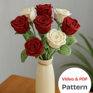Rose häkeln Muster Video Anleitung & PDF, Crochet Flower Bouquet Muster Video , Häkelblumenmuster, Easy Rose Flower, Häkelblume
