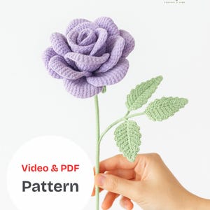 かぎ針編みのバラのパターンのビデオチュートリアルとPDF、かぎ針編みのバラの花束のパターンビデオ、かぎ針編みの簡単なバラ、かぎ針編みの花束、簡単なバラ、編み物のバラ