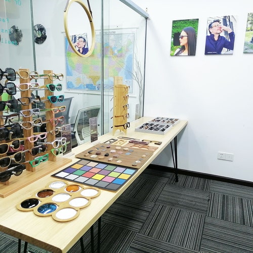 ANGEL2019 green bamboo skateboard wood TAKEMOTO cat eye heart shape round customized handmade sunglasses blue light shops blocking