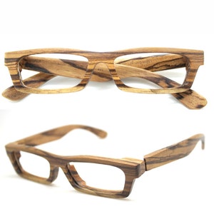 zebra wood custom glasses frame prescription sunglasses TAKEMOTO LOVE-WOOD progressive vintage eyeglasses blue light blocking